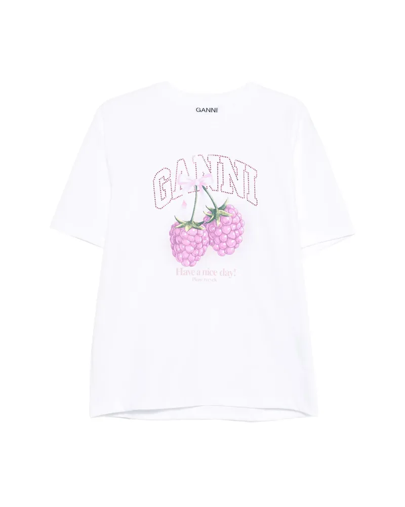 Ganni Raspberry Graphic T-shirt White