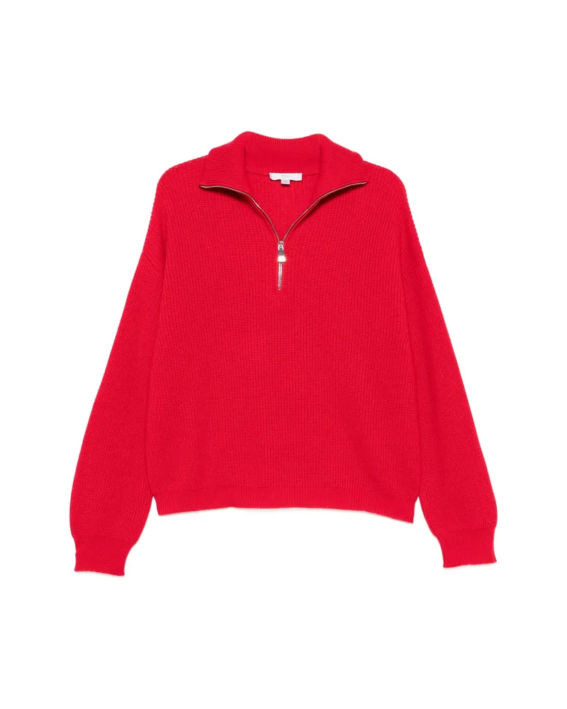 Malo Ribbed-knit Half-zip Sweater Red
