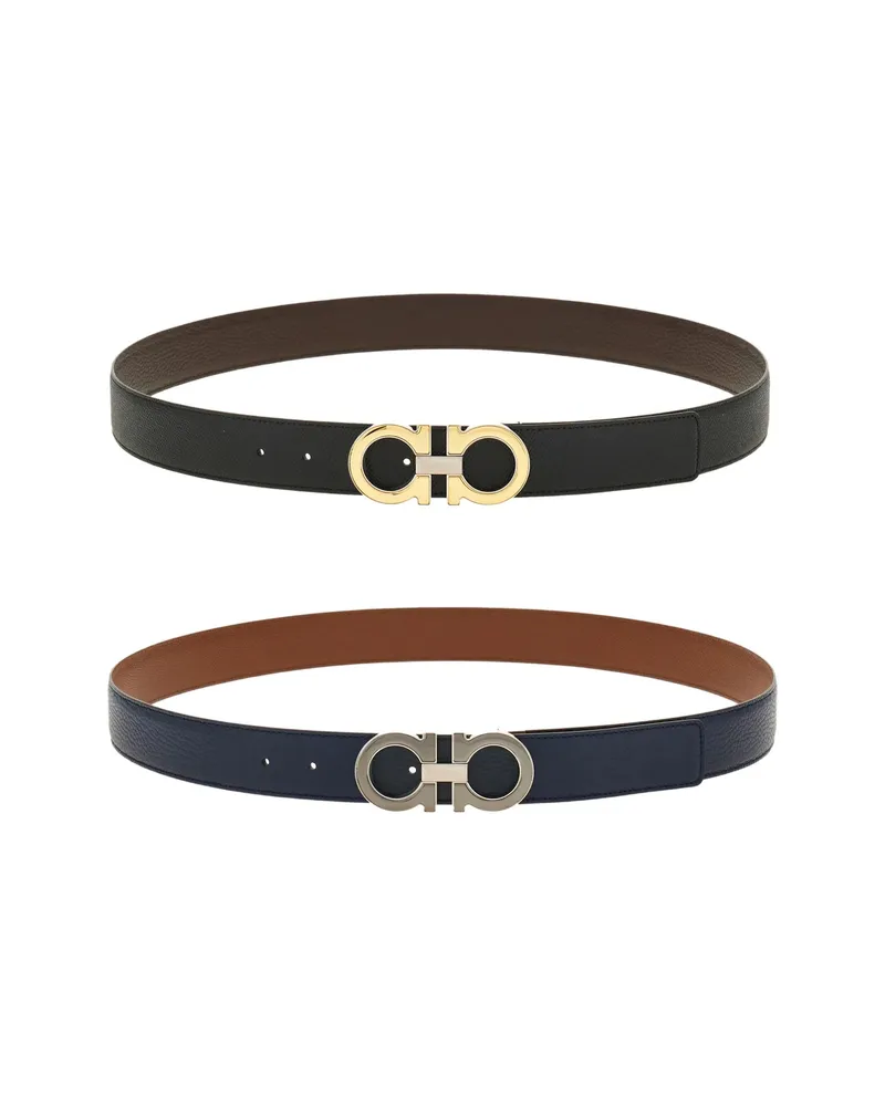 Ferragamo Reversible Gancini Buckle Belt Black