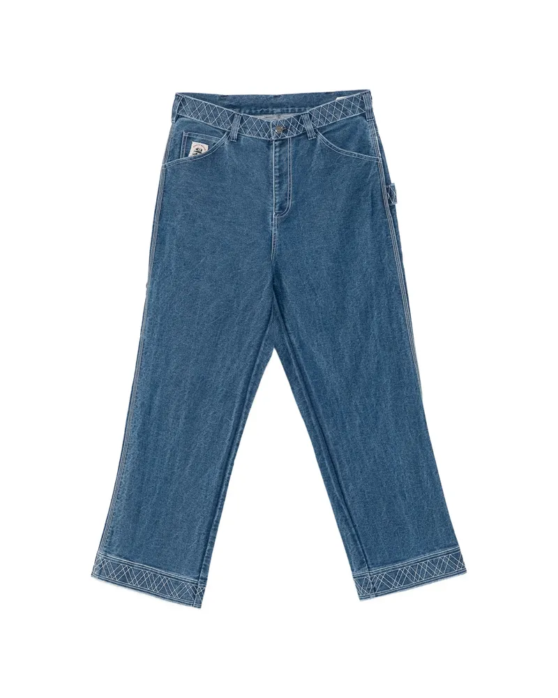 BODE Embroidered Trousers Blue