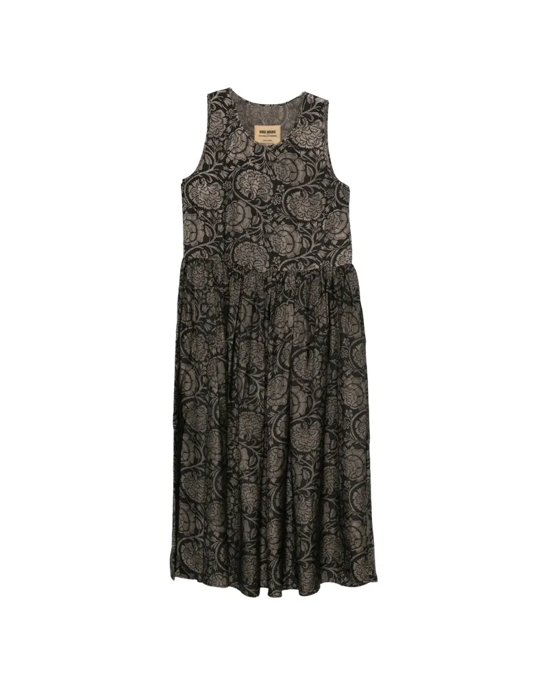 Uma Wang Floral-print Midi Dress Black