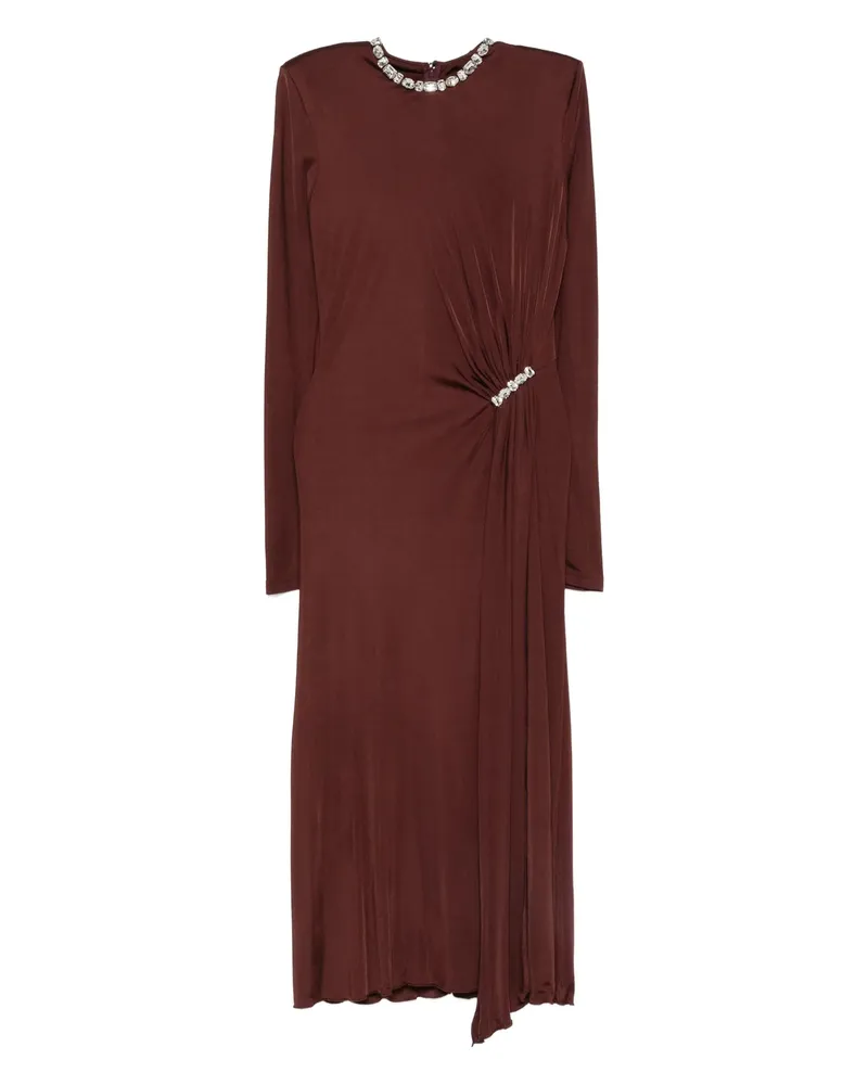David Koma Crystal-embellished Draped Dress Red