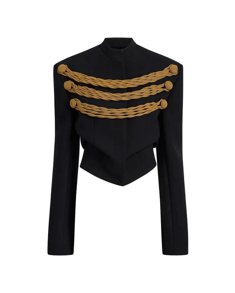 KHAITE York Jacket With Cord Embroidery Black