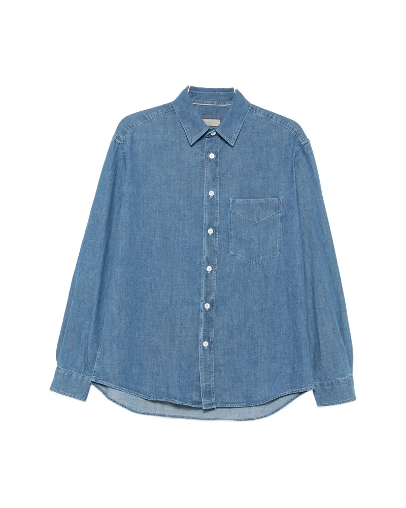 Canali Chest-pocket Denim Shirt Blue