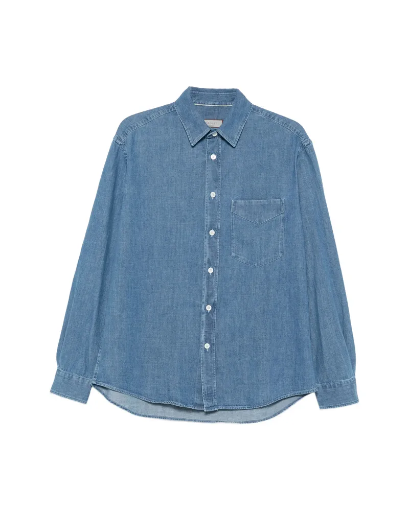 Canali Chest-pocket Denim Shirt Blue