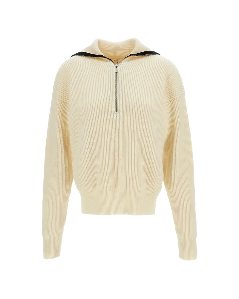 BARENA Ribbed-knit Half-zip Sweater Neutrals
