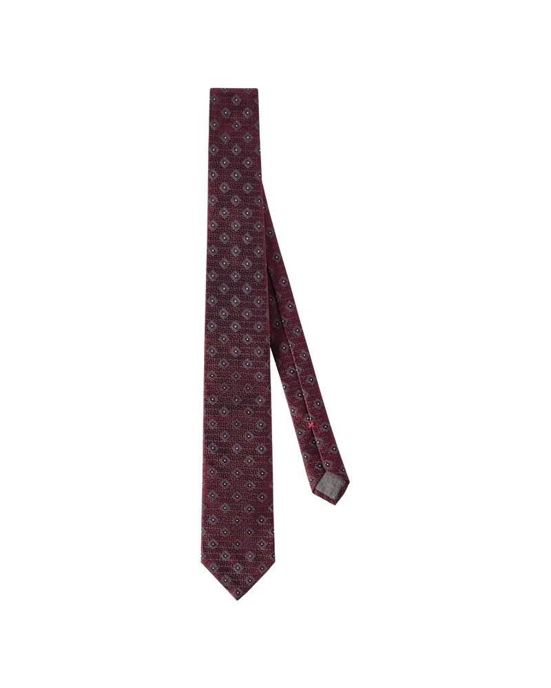 Brunello Cucinelli Silk Tie With Geometric Pattern Red