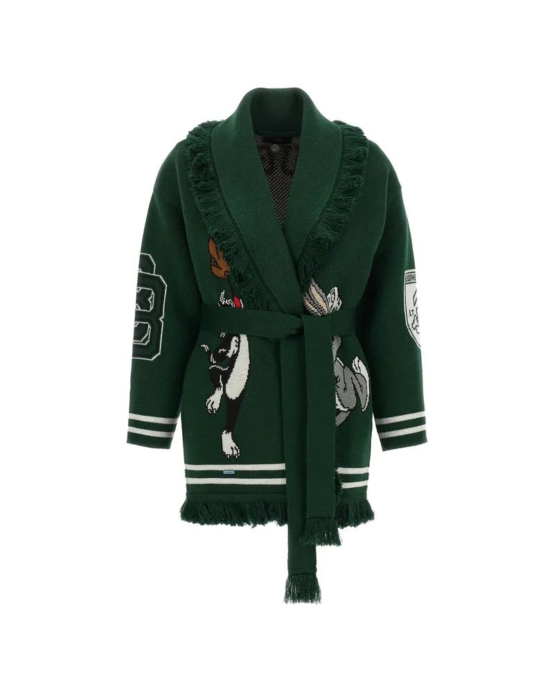 Alanui X Looney Tunes Sporty Bugs Bunny & Sylvester Jacquard-knit Cardigan Green