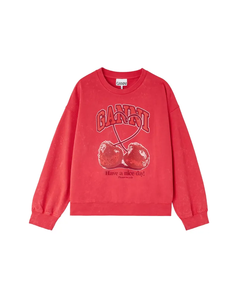 Ganni Cherry-print Sweatshirt Red