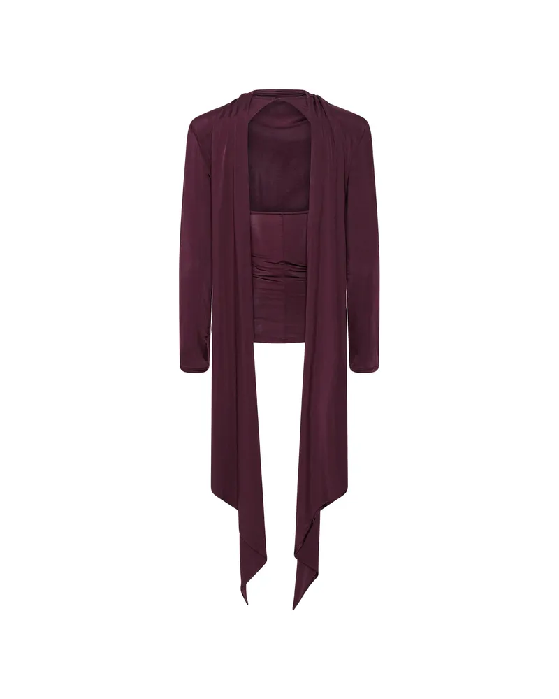 ROTATE Birger Christensen Draped-panel Long-sleeve Top Purple