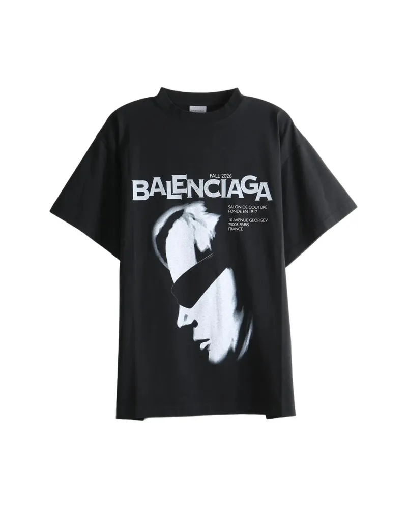 Balenciaga Lady In Shades Graphic-print T-shirt Black
