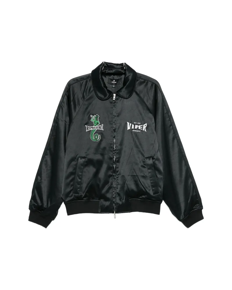 REPRESENT Viper-embroidered Zip-fastening Jacket Black