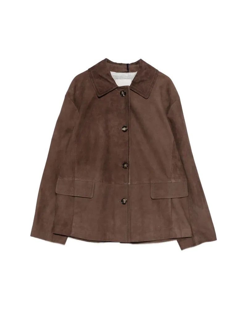 Max Mara Button Patch-pocket Jacket Brown