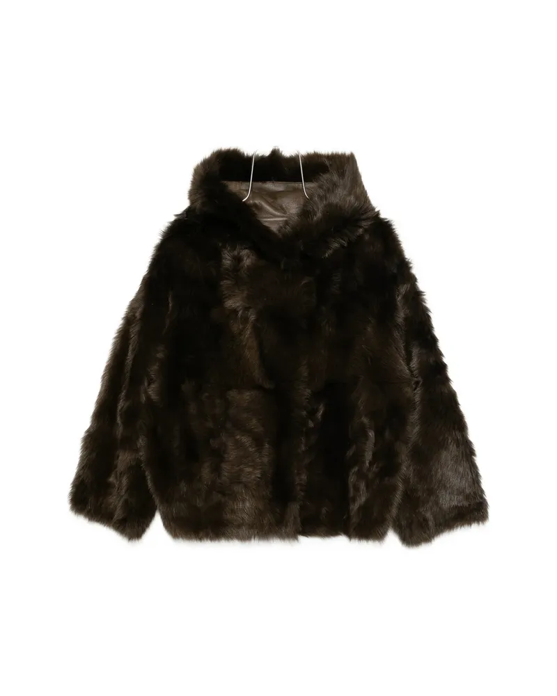 Yves Salomon Hooded Jacket Brown