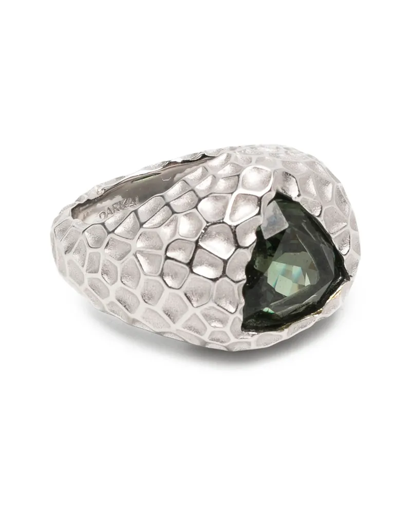DARKAI Hammered-effect Trillion-cut Ring Silver