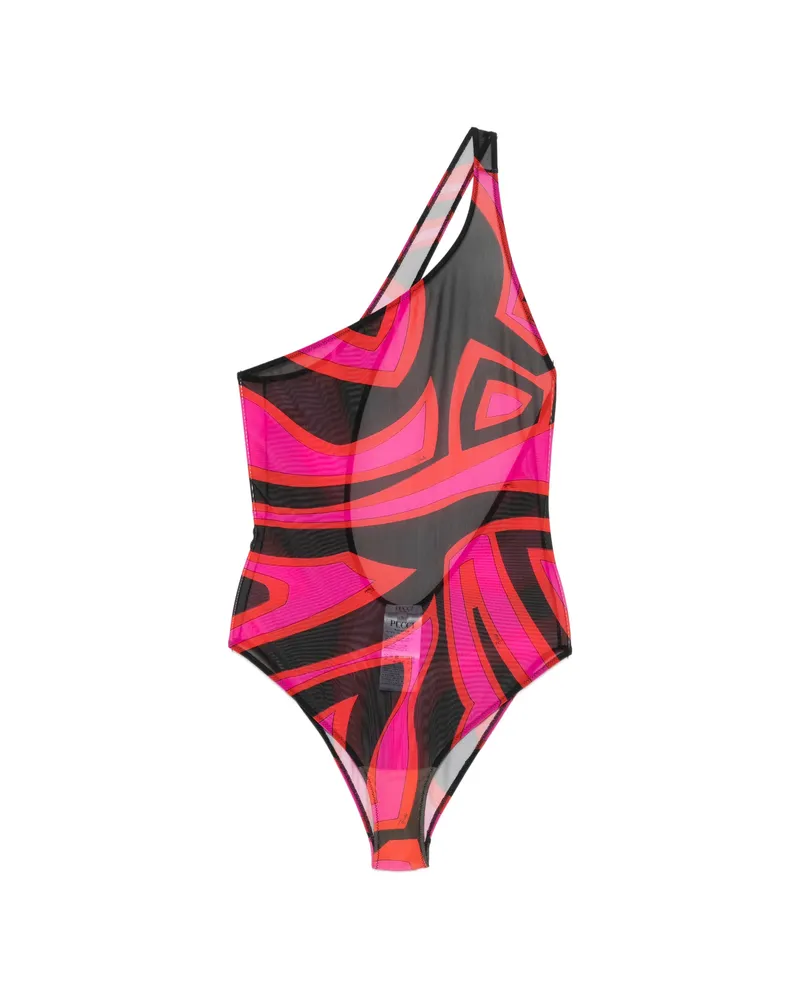 Emilio Pucci Marmo-print One-shoulder Bodysuit Pink