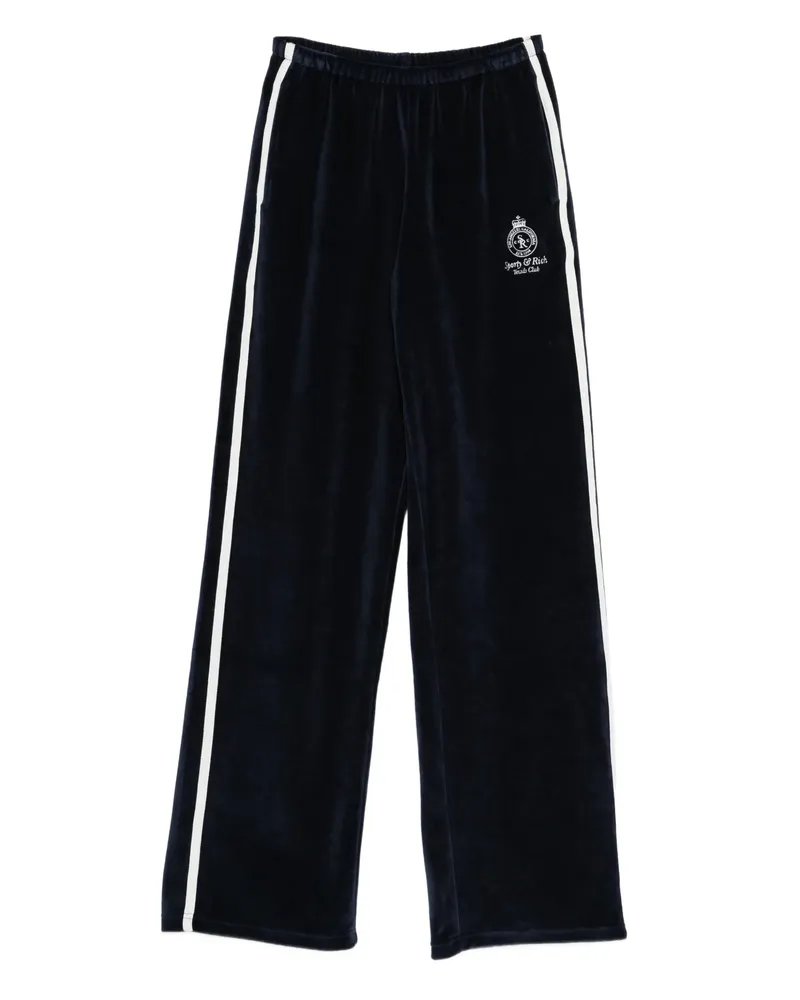 SPORTY & RICH Side-stripe Logo-detail Track Pants Blue