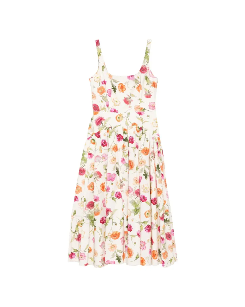 Carolina Herrera New York Poppy-print Midi Dress Neutrals