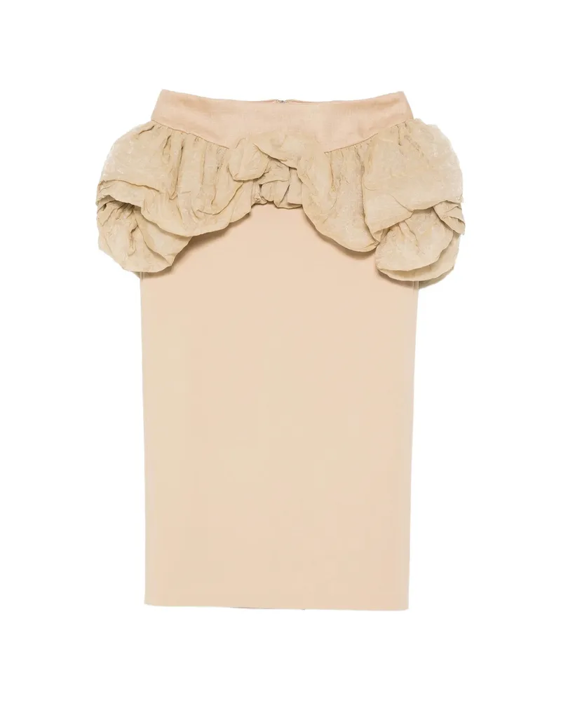 Max Mara Sbaccano Ruffled Midi Skirt Neutrals