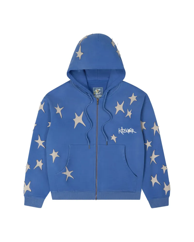 KidSuper Star Appliqué Zip Hoodie Blue