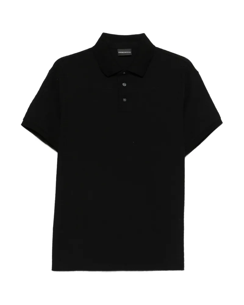 Emporio Armani Logo-jacquard Polo Shirt Black