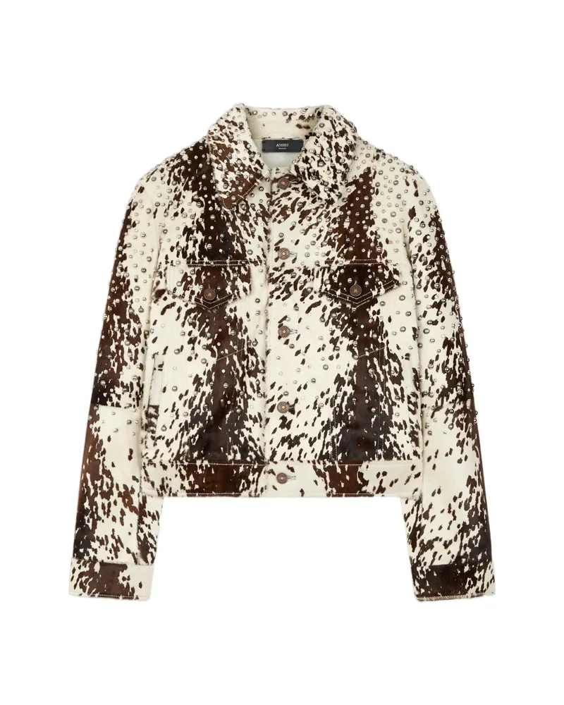 Amiri Cowhide Embellished Trucker Jacket White
