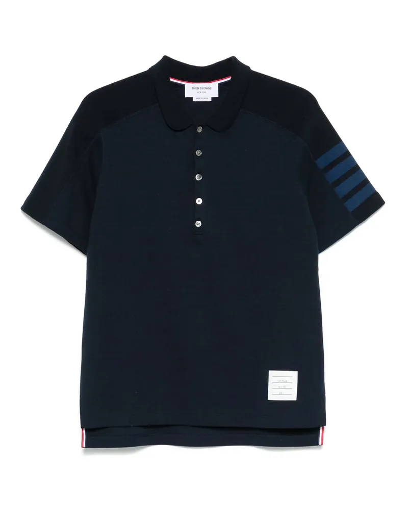 Thom Browne 4-Bar Stripe Cotton Polo Shirt Blue
