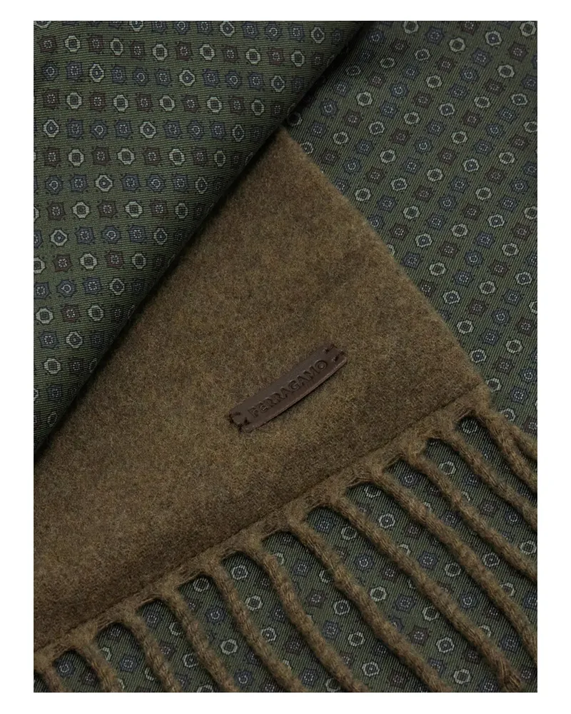 Ferragamo Double-face Patterned Scarf Green