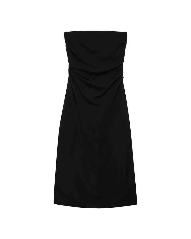 Anine Bing Tyla Strapless Gathered Midi Dress Black