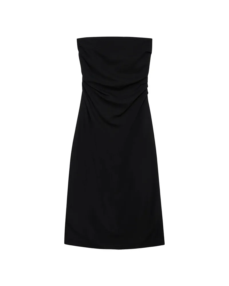 Anine Bing Tyla Strapless Gathered Midi Dress Black