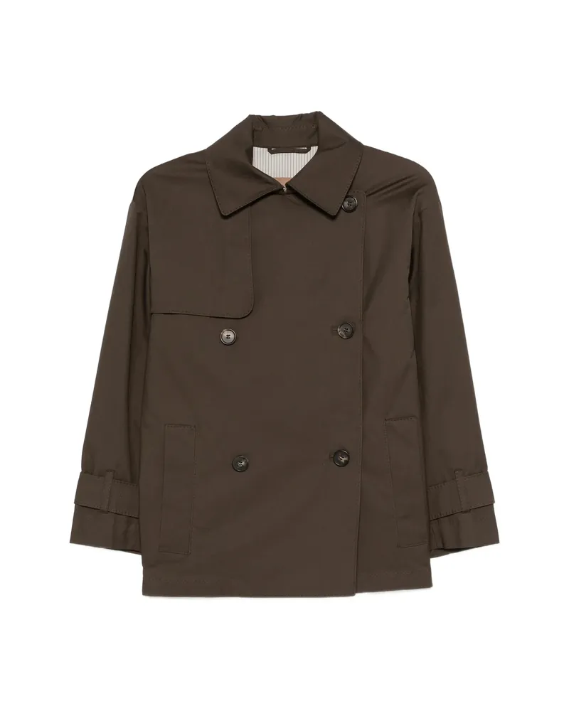Max Mara Logo-patch Double-breasted Coat Green