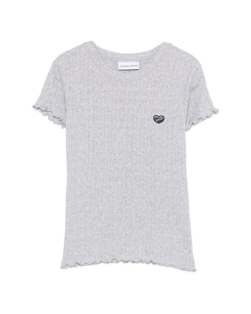 Maison Labiche Ruffled Logo-patch T-shirt Grey