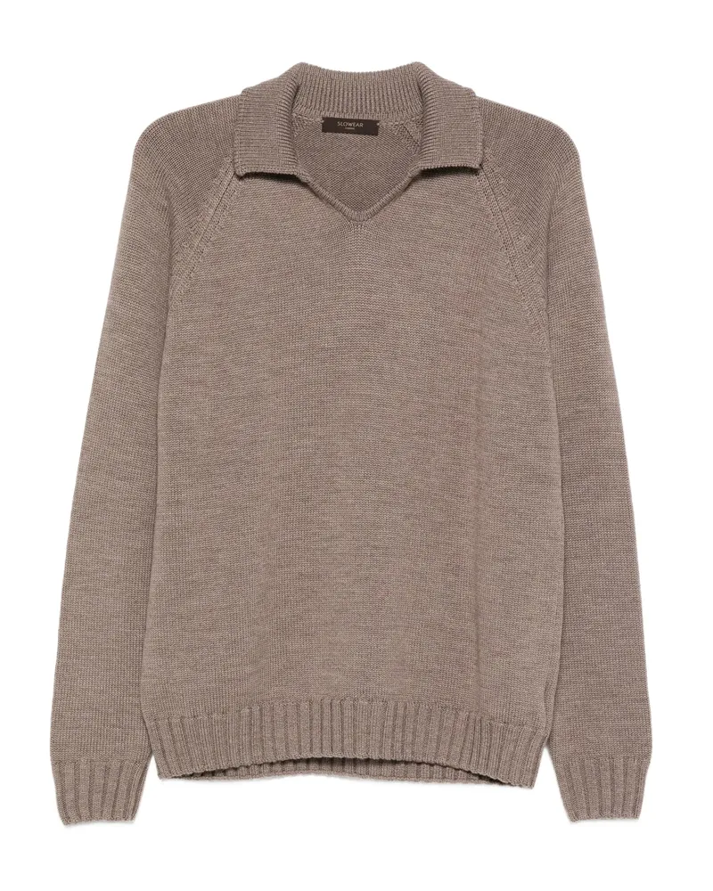 Zanone Polo-neck Wool Sweater Brown