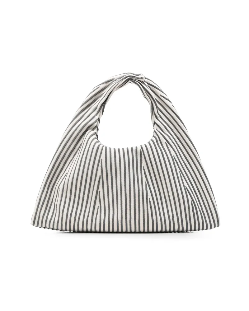 CFCL Medium Dayfuku Pleated Striped Tote Bag Neutrals