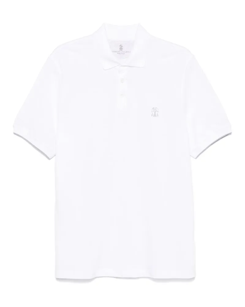Brunello Cucinelli Logo-print Polo Shirt White