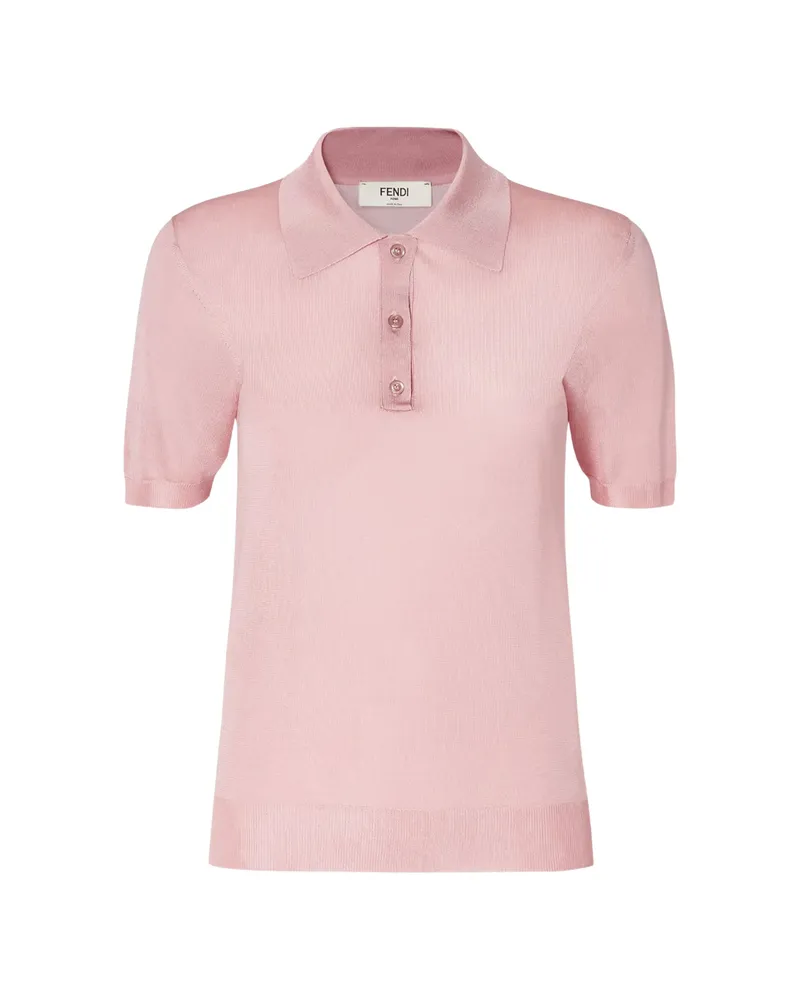 Fendi Buttoned Polo Shirt Pink