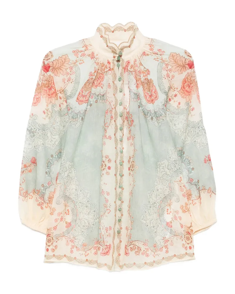 Zimmermann Daylight Puff-sleeves Blouse Neutrals