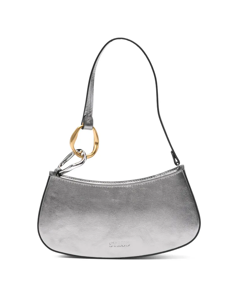 STAUD Ollie Metallic Tote Bag Silver