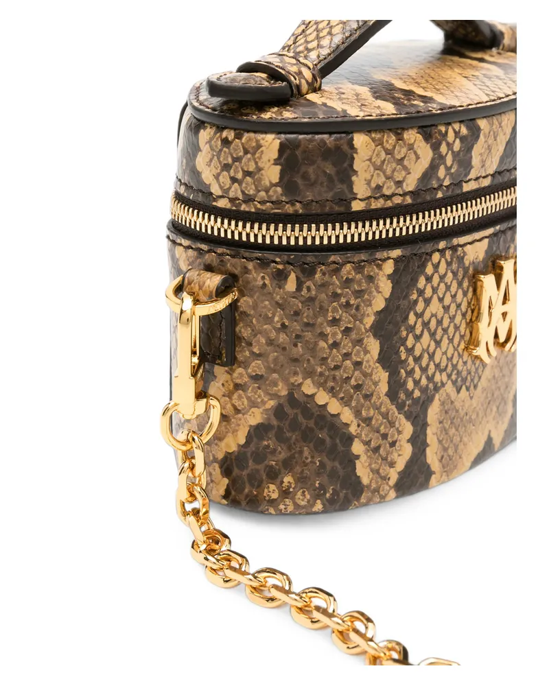 Amiri Nano Snake-effect Logo-plaque Vanity Mini Bag Brown