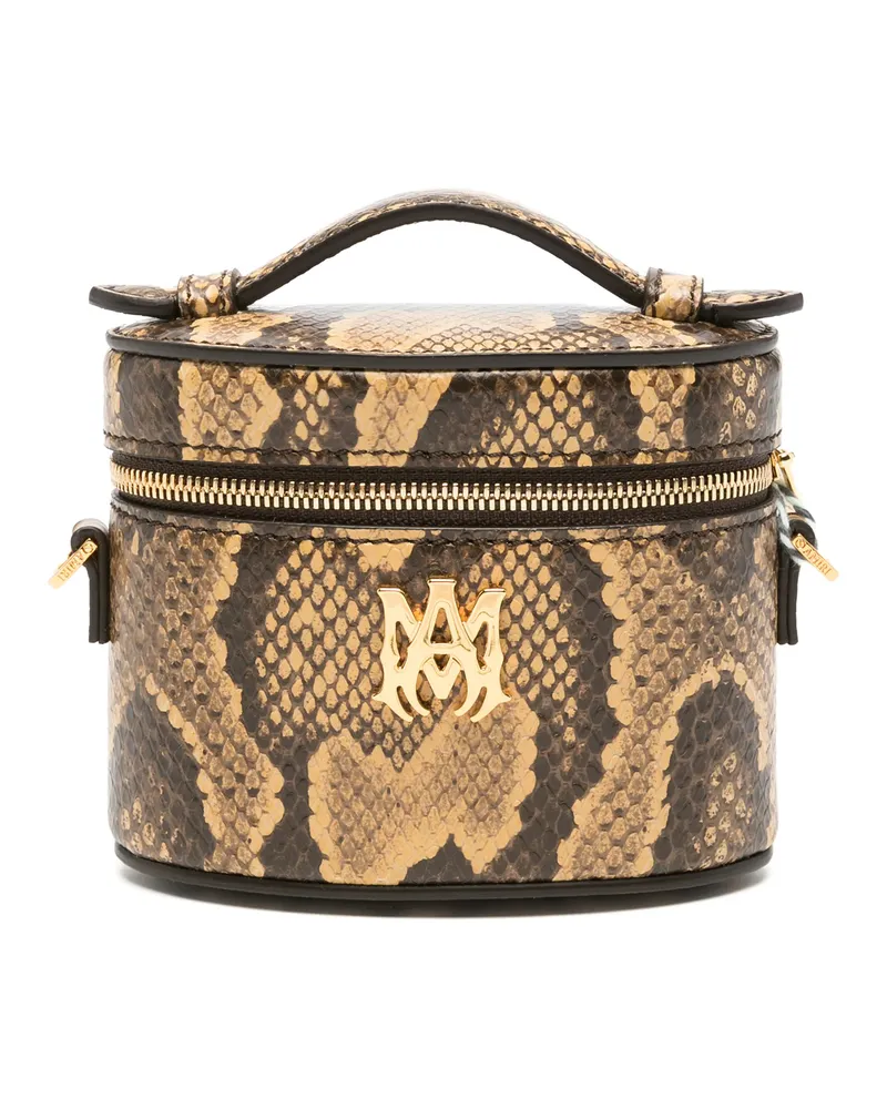 Amiri Nano Snake-effect Logo-plaque Vanity Mini Bag Brown