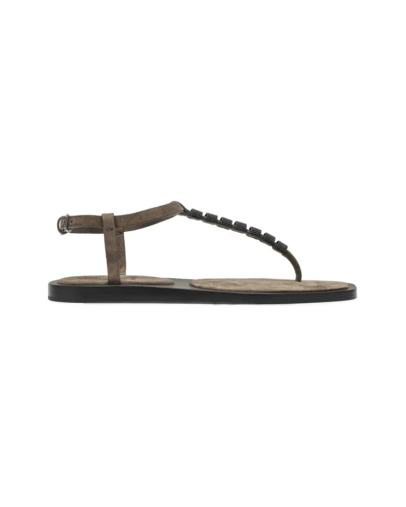 Brunello Cucinelli Beaded-strap Sandals Brown