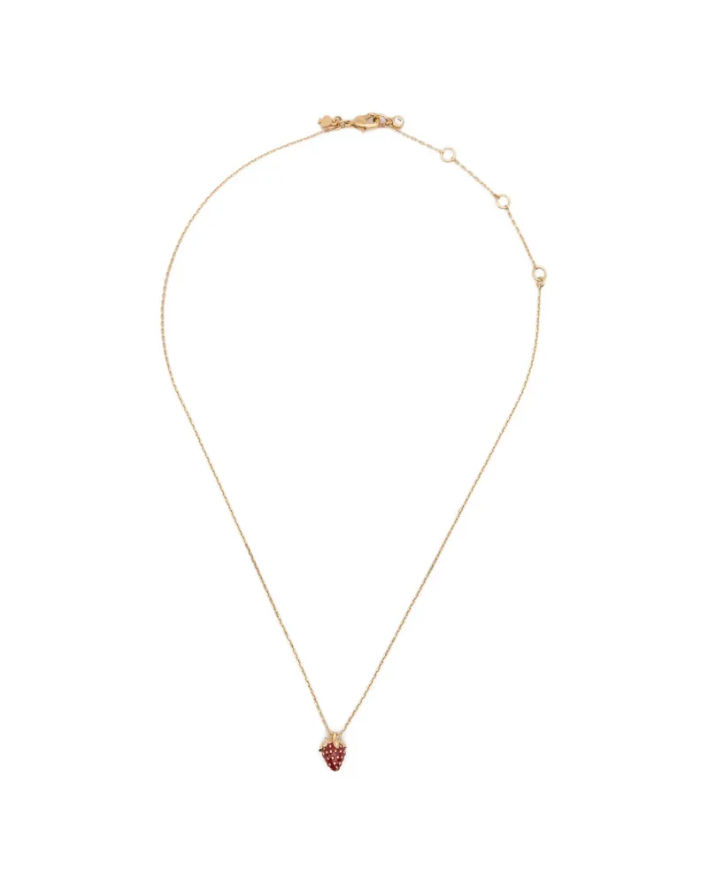 Kate Spade Strawberry-pendant Crystal-embellished Necklace Gold