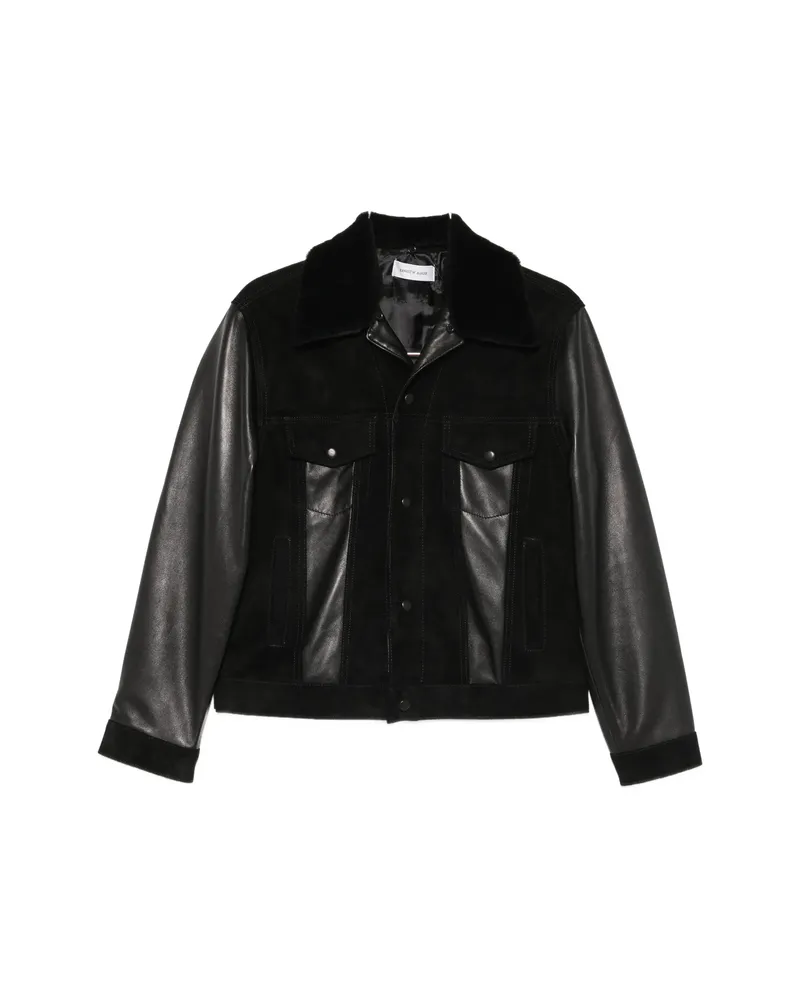 Ernest W. Baker Panelled Leather Jacket Black