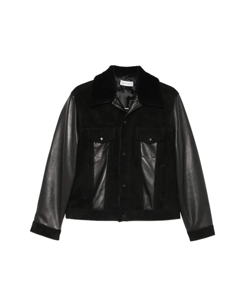 Ernest W. Baker Panelled Leather Jacket Black