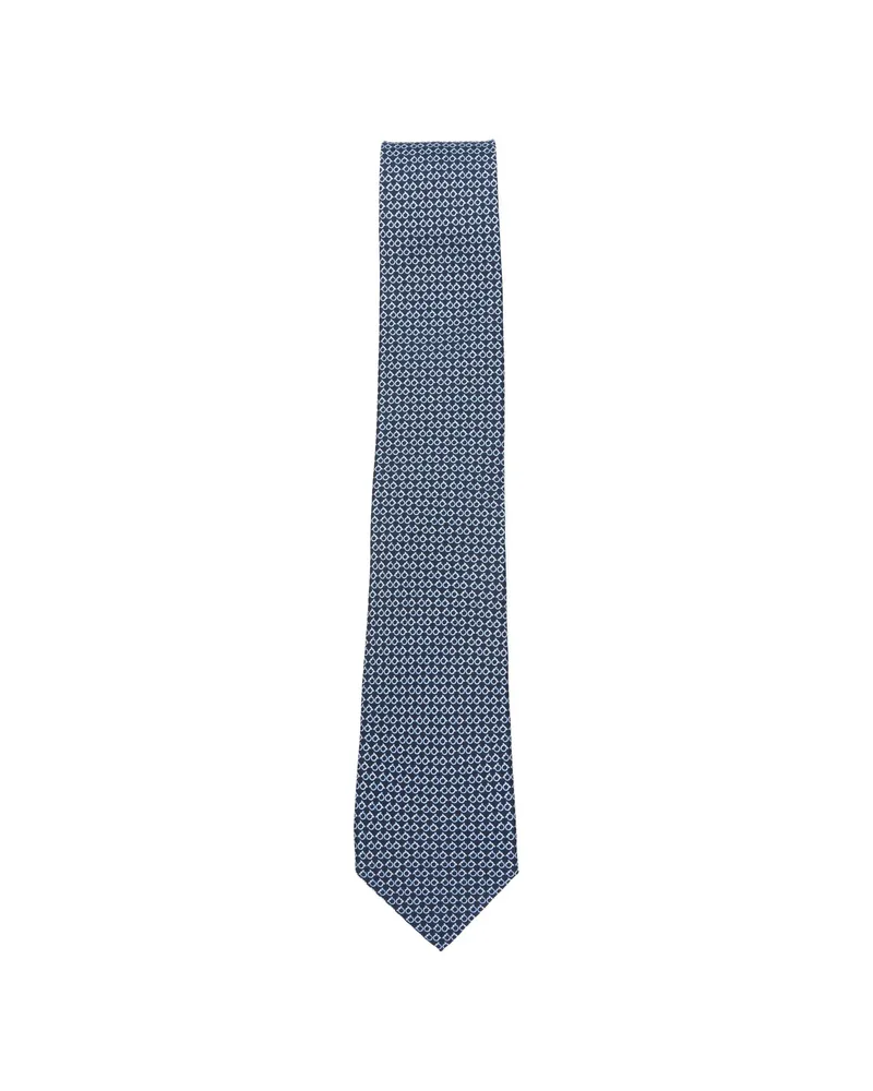 Ferragamo Chicca Gancini-pattern Tie Blue