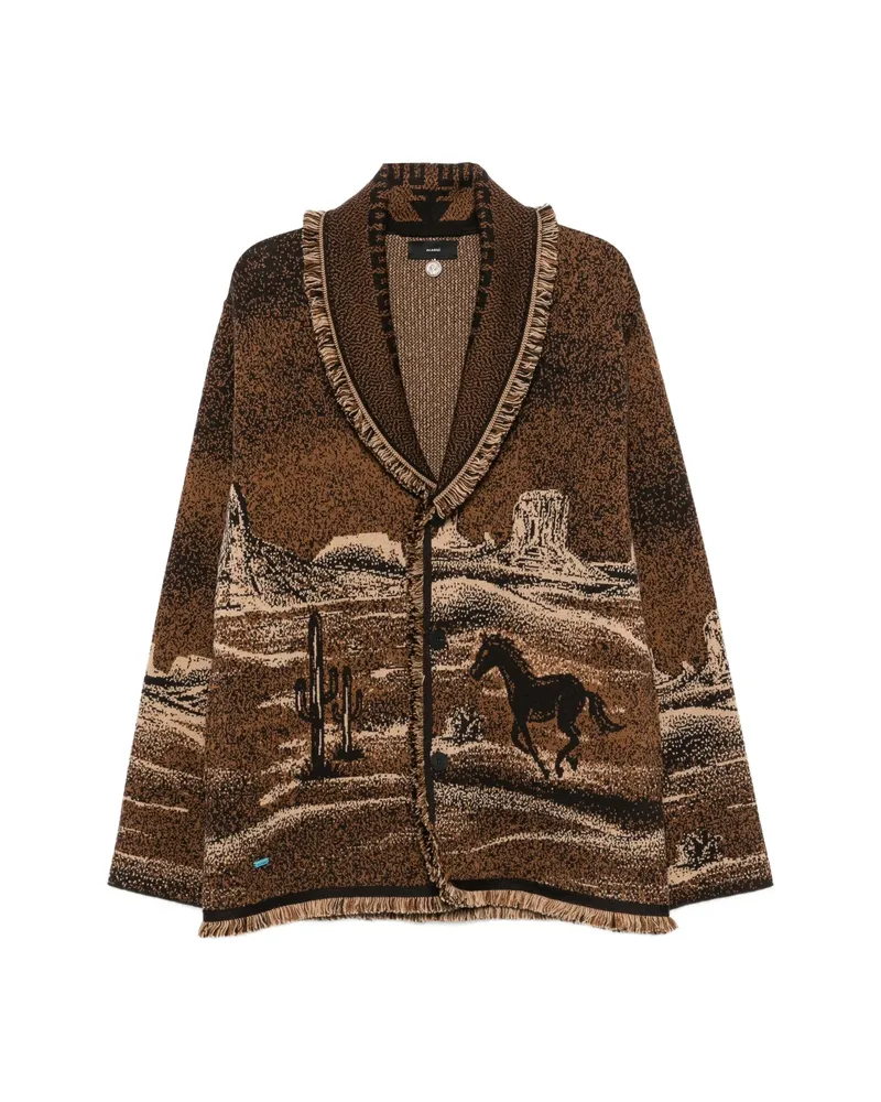 Alanui Landscape-pattern Fringed Jacket Brown
