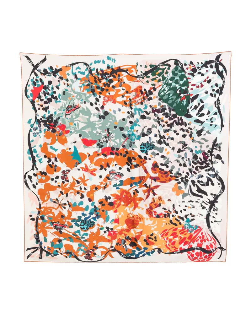 Fendi Butterflies-print Scarf Neutrals