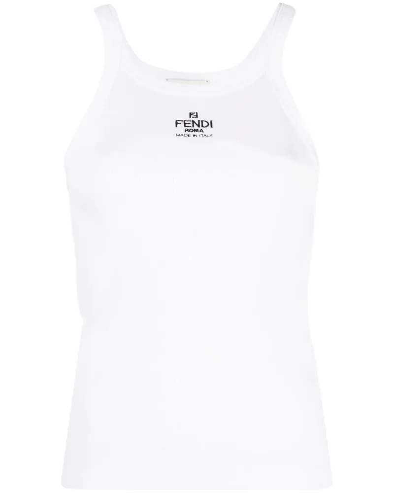Fendi Logo-embroidered Vest Top White
