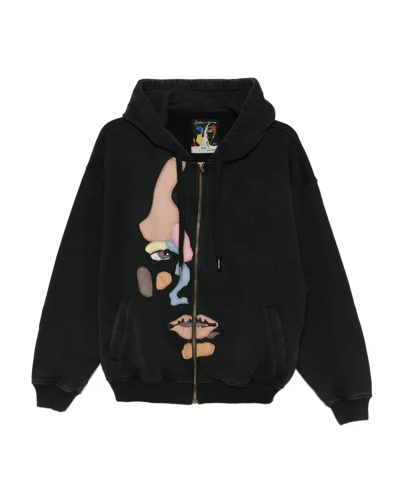 KidSuper Appliqué-detail Zip-up Hoodie Black