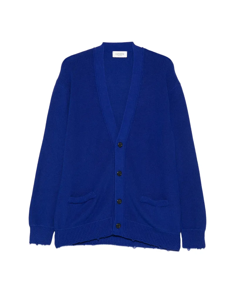 Laneus Notched-pocket Cardigan Blue